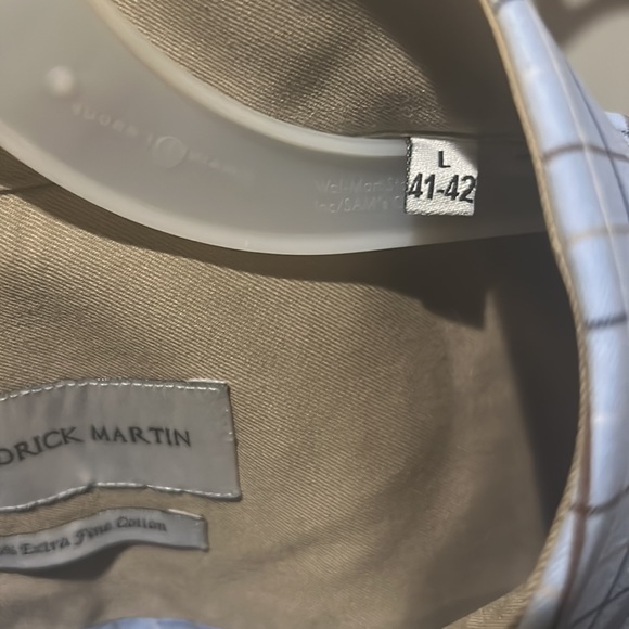 Fredrick Martin Men’s Blue and White Plaid Button Down Long-Sleeve Dress Shirt L - Picture 4 of 8